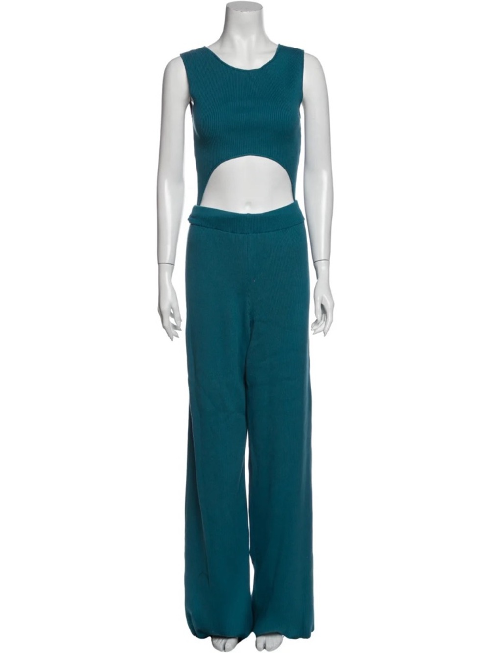 Baja East Cove Ribbed Knit Cut-Out Jumpsuit